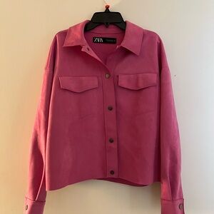 Zara Pink Button-Up Suede Jacket /Shirt